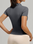 Eunfew Ultra-Stretch Short Sleeve Mock Neck Yoga Jacket EUNFEW