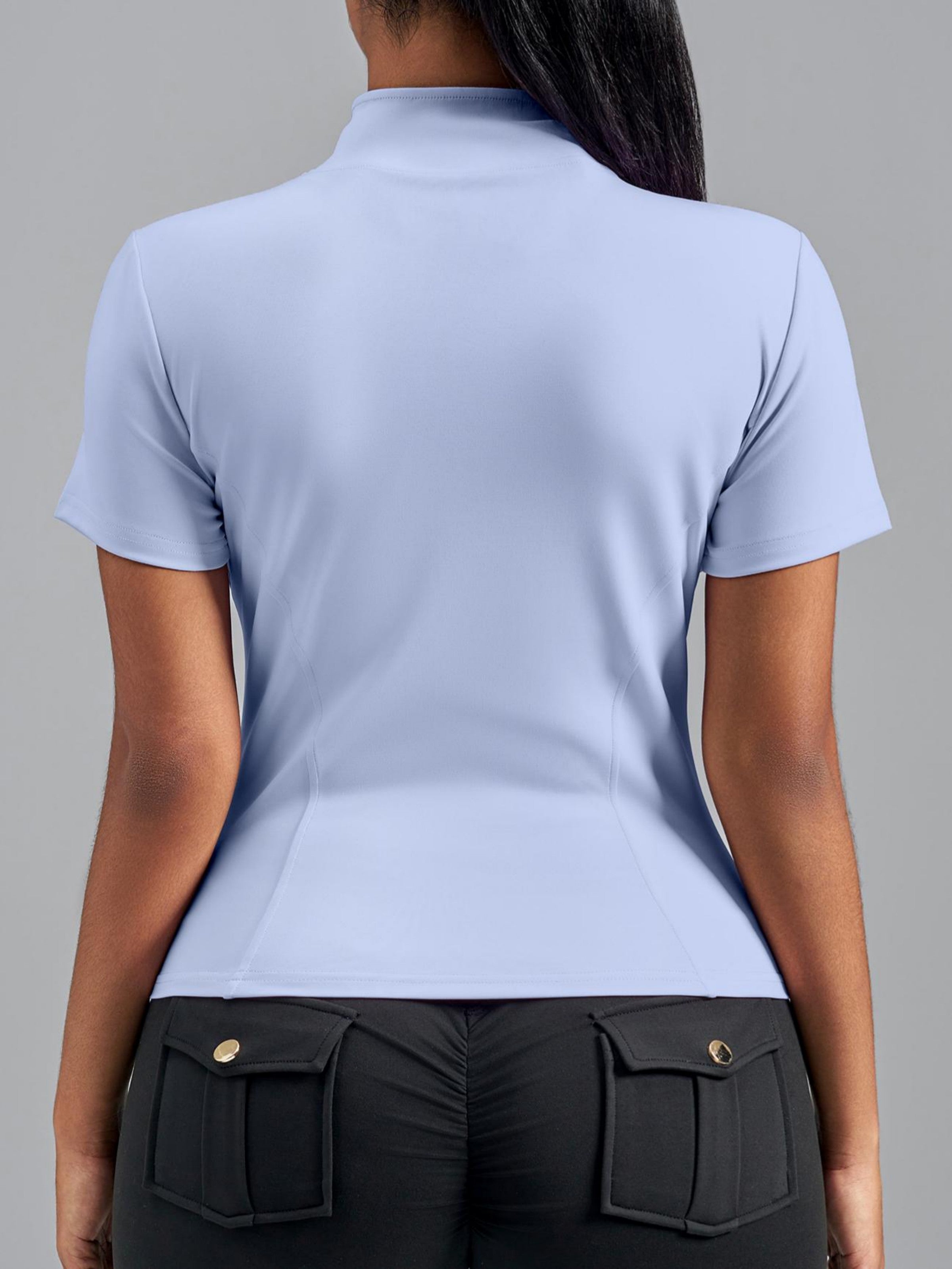 Eunfew Ultra-Stretch Short Sleeve Mock Neck Yoga Jacket EUNFEW