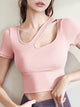 Eunfew Asymmetric Slanted Yoga Top with Bra