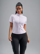 Eunfew Ultra-Stretch Short Sleeve Mock Neck Yoga Jacket EUNFEW