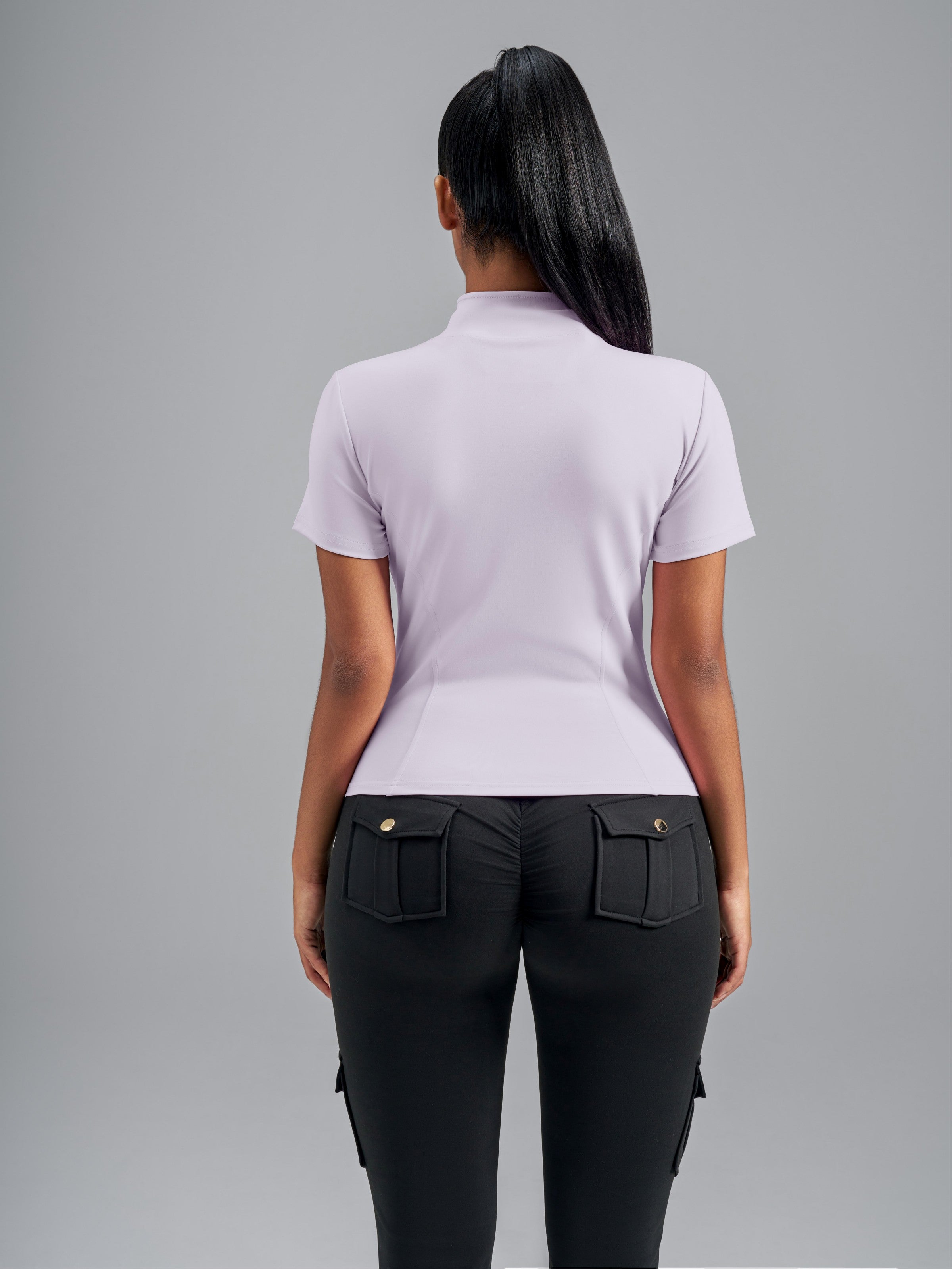 Eunfew Ultra-Stretch Short Sleeve Mock Neck Yoga Jacket EUNFEW