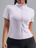 Eunfew Ultra-Stretch Short Sleeve Mock Neck Yoga Jacket EUNFEW
