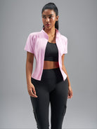 Eunfew Ultra-Stretch Short Sleeve Mock Neck Yoga Jacket EUNFEW
