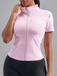 Eunfew Ultra-Stretch Short Sleeve Mock Neck Yoga Jacket EUNFEW