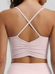 Eunfew Ruched Cross-Back Built-In Bra Yoga Tank