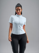Eunfew Ultra-Stretch Short Sleeve Mock Neck Yoga Jacket EUNFEW