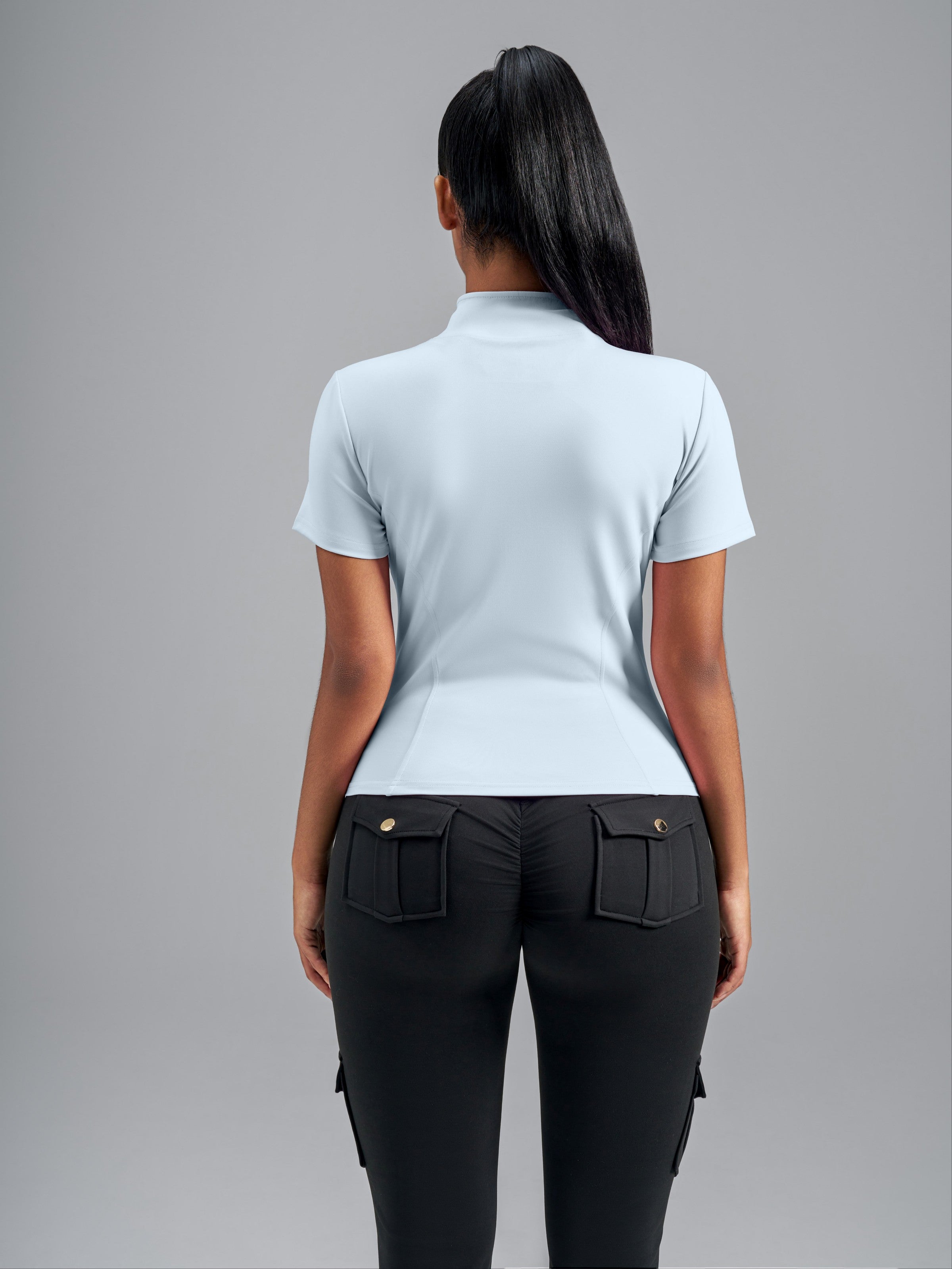 Eunfew Ultra-Stretch Short Sleeve Mock Neck Yoga Jacket EUNFEW