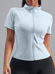Eunfew Ultra-Stretch Short Sleeve Mock Neck Yoga Jacket EUNFEW